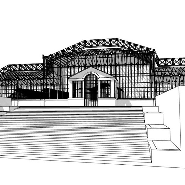 Estufa Principal – Alçado sul. Projeto 3D